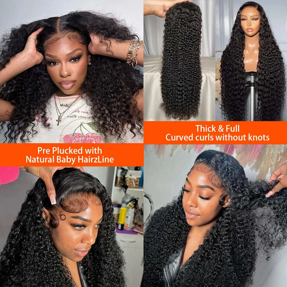 100% hd Frontal Wig Pre-Plucked 250% Full Density Kinky Curly Wigs Human Hair 13x6 Hd Lace