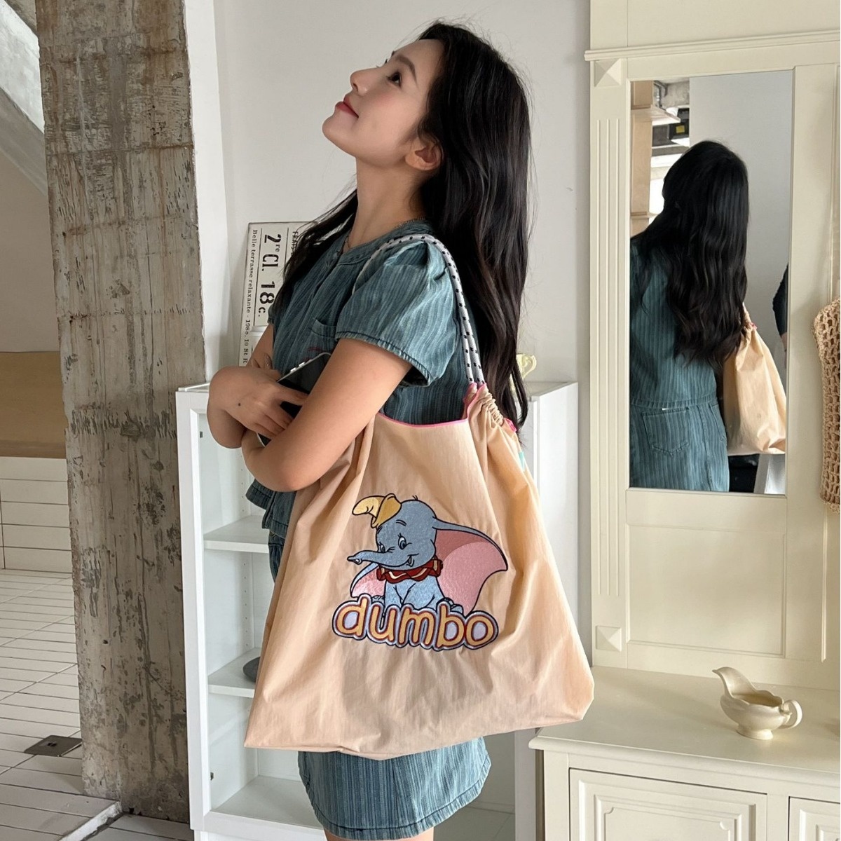 2024 Summer Women's Embroidered Shopping Tote Fashion Niche Large Capacity Handheld Shoulder Bag