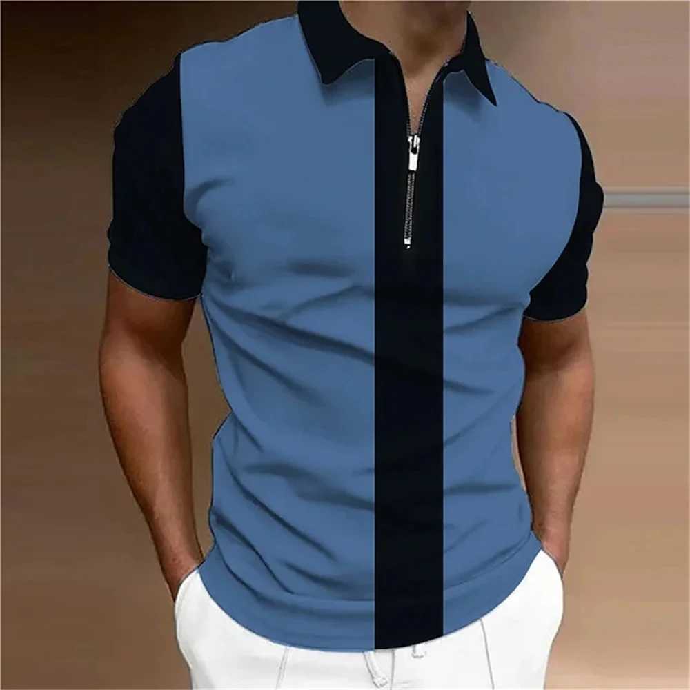 Men Short Sleeve Turn-down Collar Top Letter Printing Button Striped Polo Tees New Summer T Shirts for Fashion Pullover TopsX240920