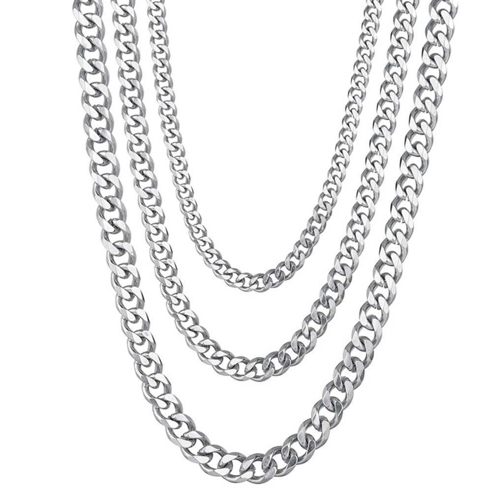 1 Piece Width 3.5/5/7mm Stainless Steel Gold/Black Color Punk Necklace Cuban Link Chain Male Fashion Jewelry Gifts for MenX240919