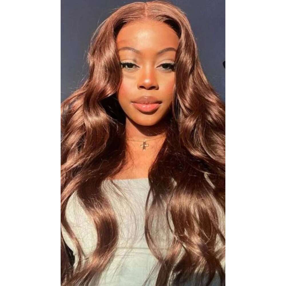 13x4 Chocolate Brown Body Wave HD Front Brazilian Lace Frontal For Women Preplucked Human Hair Wigs Curly Wig