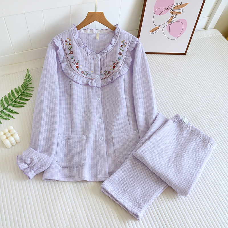 2024 Multiple Autumn/Winter Air Layer Postpartum Clothes with Three Layers of Cotton and October Set for Pregnant Women, Breastfeeding Sleepwear