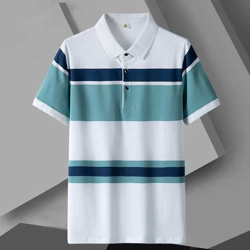 New Summer Men Classic Striped Polo Mens Cotton Short-Sleeved Business Casual Hot Polo Shirt Male DropshippingX240920
