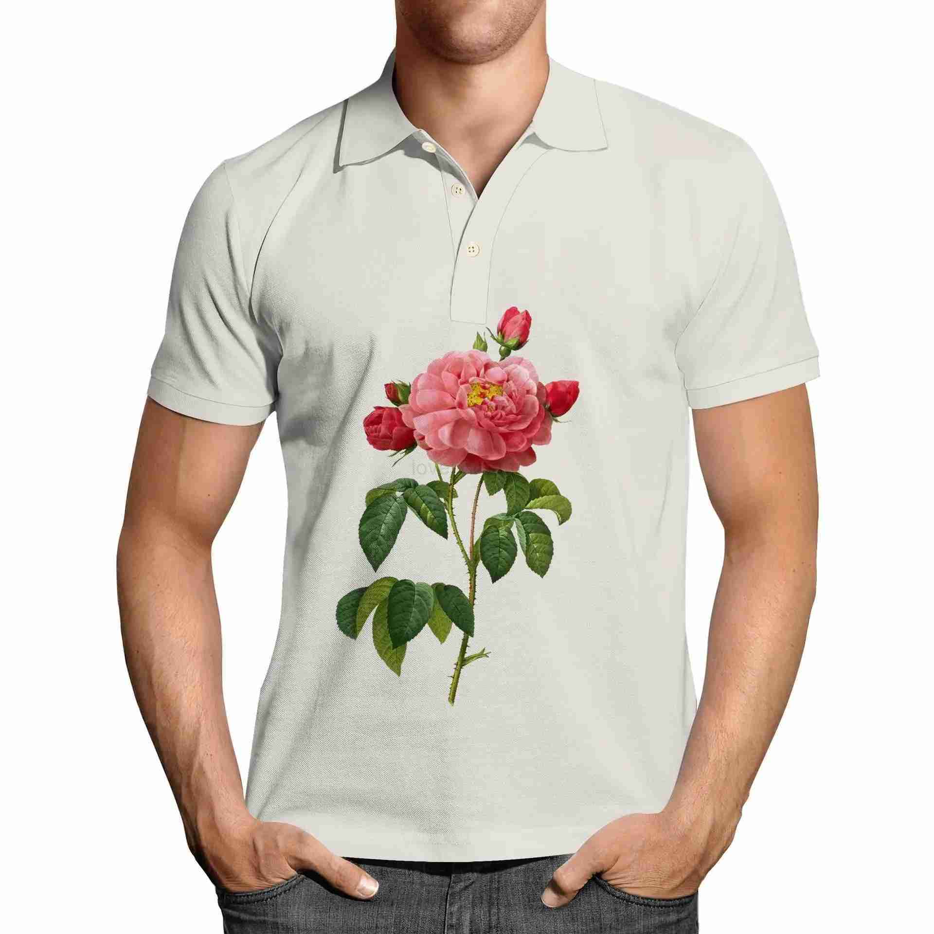 Beautiful Flowers 3D Printed Summer Mens Button Down Collar Polo Shirts Casual Tops Oversized Short Sleeve Trend Men ClothingXJ240920
