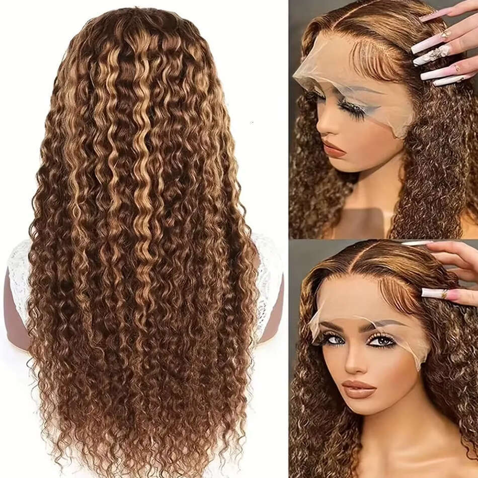 Melodie Brazilian 30 40 inch Highlight Ombre 13X4 13X6 Curly HD Front Human Hair Wig 4/27 Loose Deep Wave Lace Frontal Wigs