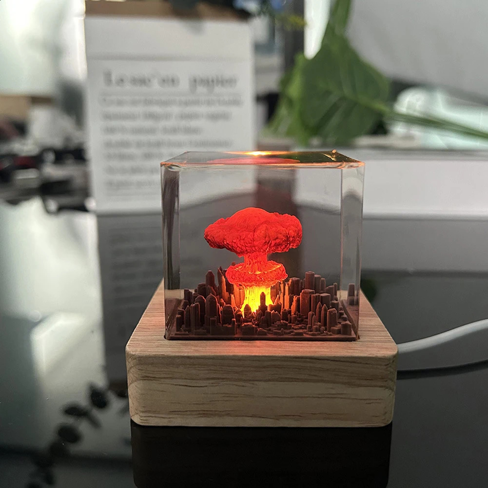 Nuclear explosion bomb mushroom cloud lamp 3D resin night light used for courtyard living room decoration Christmas gift LED 240919