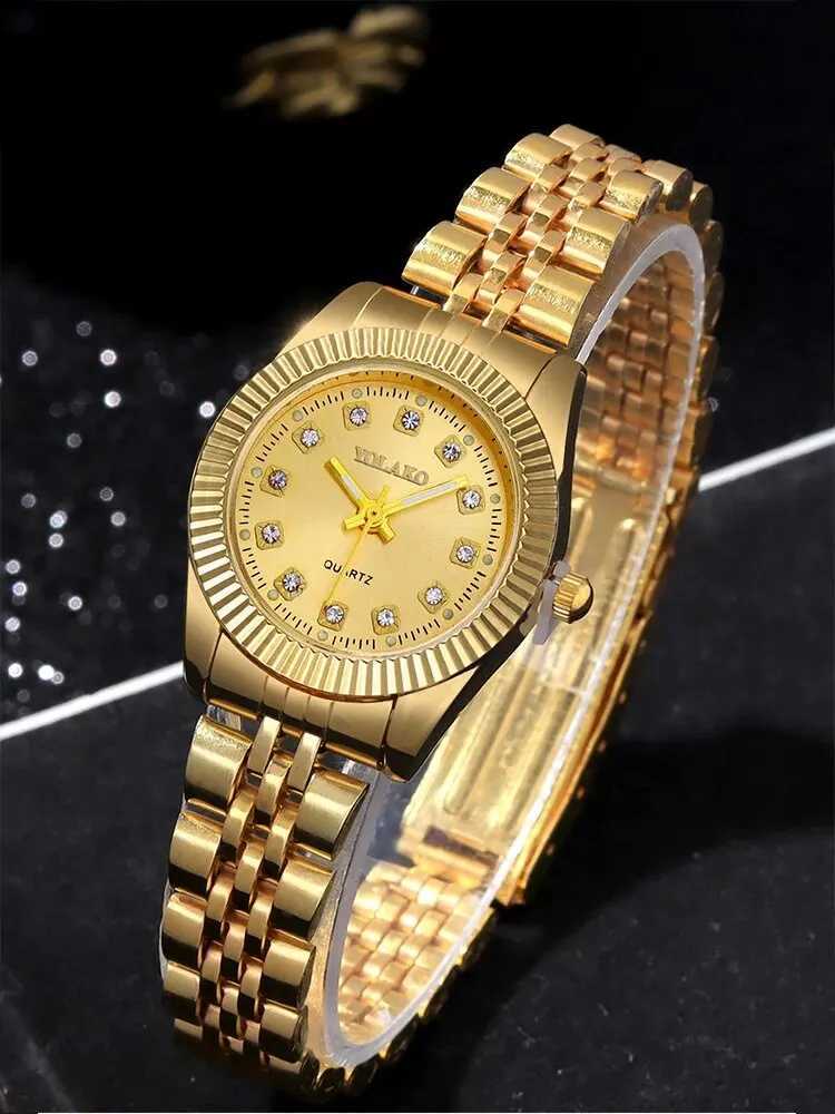1 PCs Fashion Gold Steel Band Womens Quartz WatchX240920
