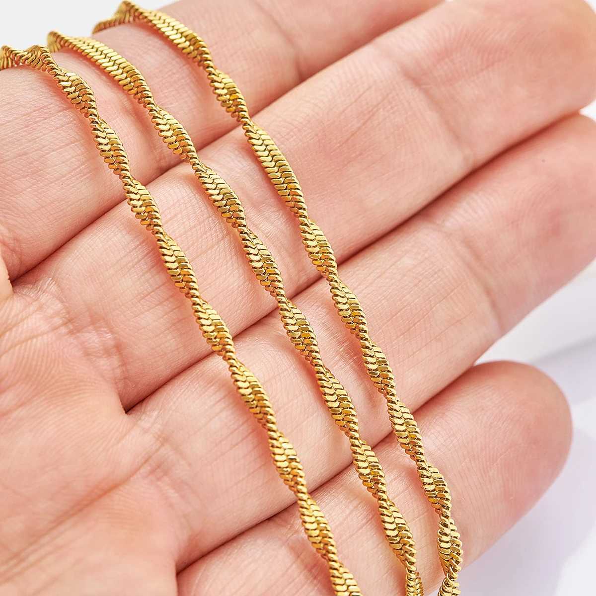 Womens Stainless Steel Necklace Twisted Flat Snake Chain for Ladies Men Jewelry Accessories Choker on the Neck Collarbone DIYX240919