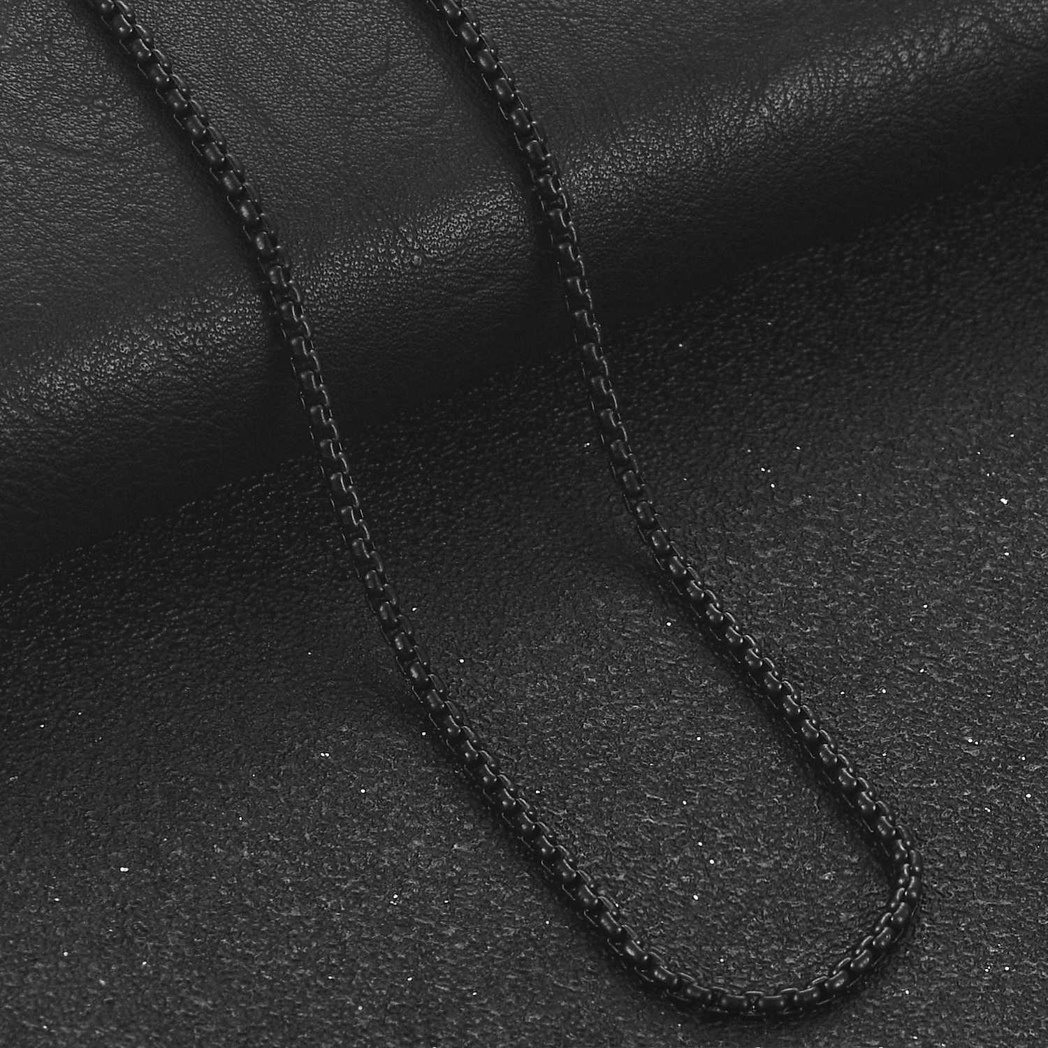 2/3/4/5mm Mens Black Color Plated Stainless Steel Square Rolo Box Chain Ladies Necklace Jewelry Gift Bracelet AccessoriesX240919