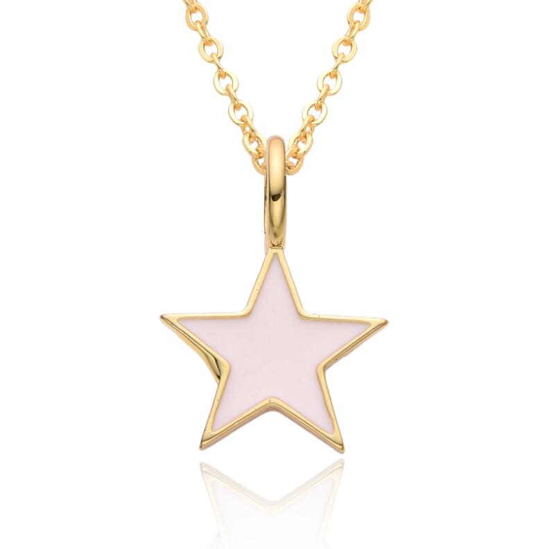 20Style Vintage Simple Colorful Drip Oil Star Round Pendant Necklace Women Girl Necklace Wedding Party Gift Fashion Accessories