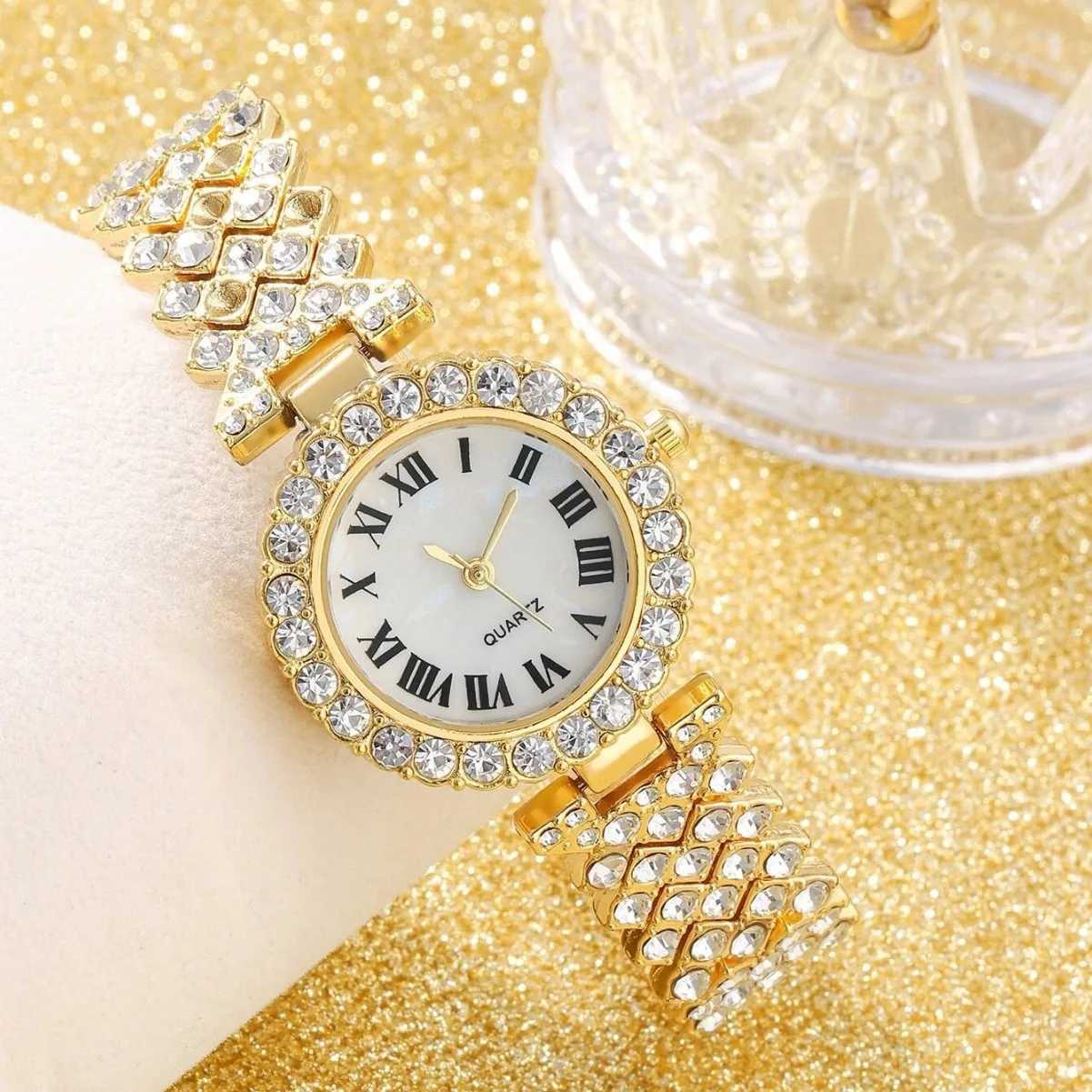 Luxury Brand Design Watches 6PCS Set Women Watch Female Clock Roman Dial Casual Ladies Quartz Wristwatches Bracelet Set RelojesX240920