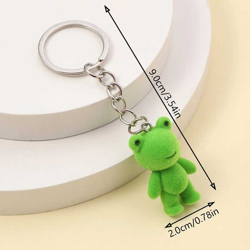 3D Flocking Frog Dog Cat Keychain Cute Flocked Little Frog Animals Keyring Bag Pendant Backpack Charms Car Decor AccessoriesX240919