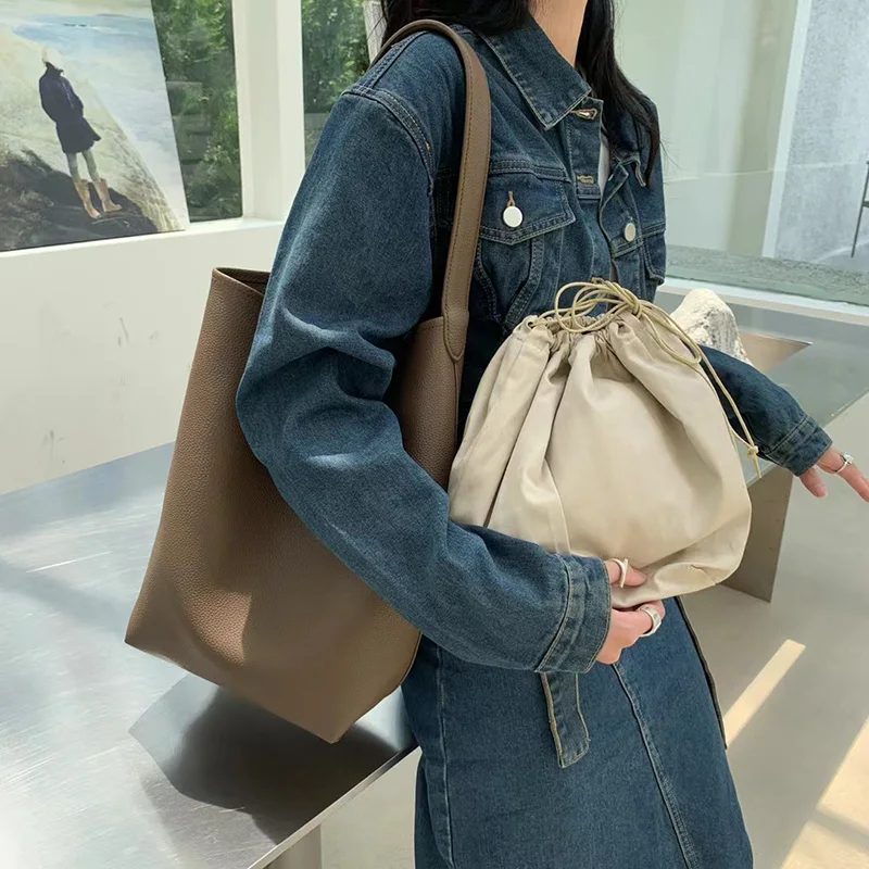 Korea Bucket Bag Designer Tote Bag for TLXT Women Sling Shoulder Bag Large Capacity Handbag Shopper with Small Bag