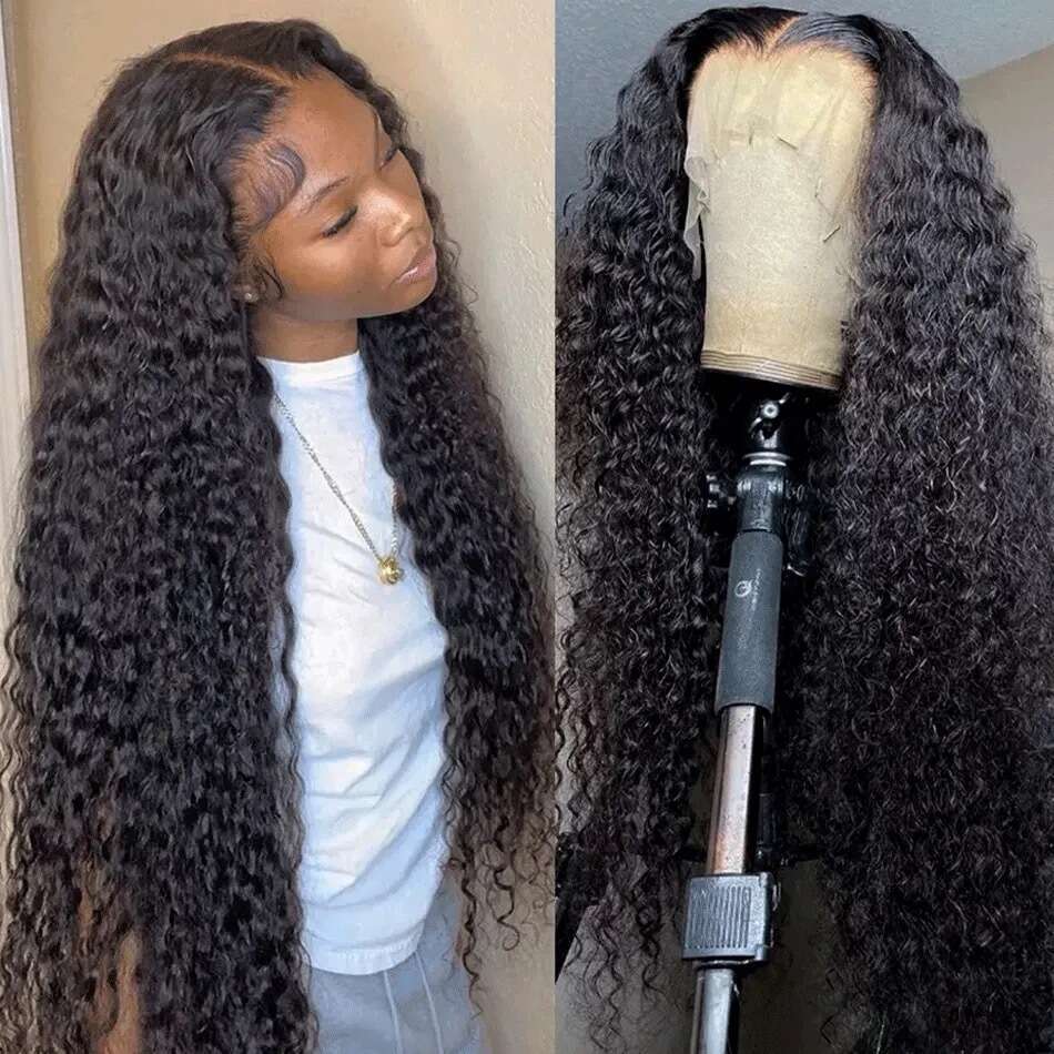 13 * 4 front new product small loose deep wave long roll lace wig headband