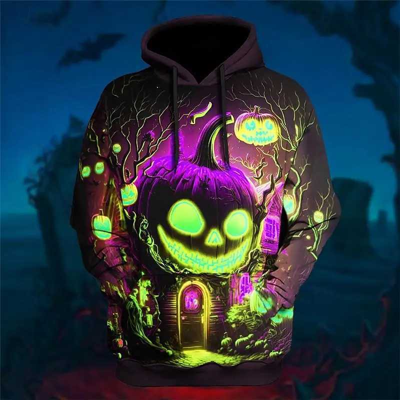 Autumn and Winter Halloween Hoodie mens Pumpkin Graphic 3D Prints Daily Classic Casual Pullover Holiday Going Out men Hoodies Y240920