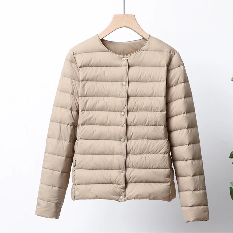 Ultra thin down jacket womens pink womens lightweight down jacket ultra light white jacket warm short jacket womens 240913
