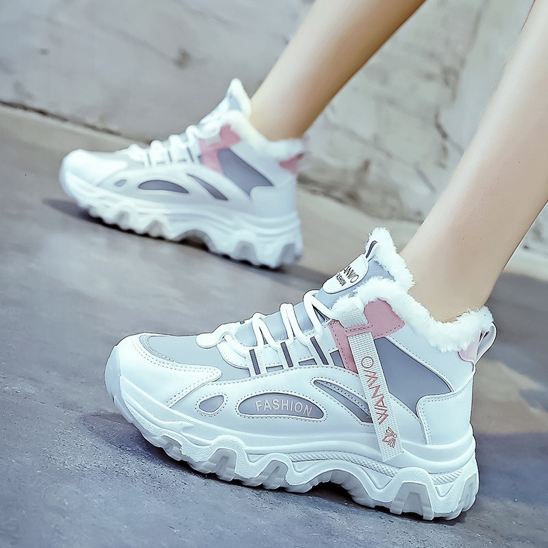 Velvet Warm Dad Winter High Top Sports Women's Cotton New Ins Trendy Shoes Student HX-Q7815