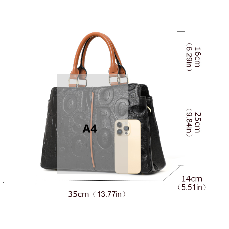 Aidrani Womens Genuine Leather Crossbody Handbag 100% Cowhide Large Capacity Letter Design Purse