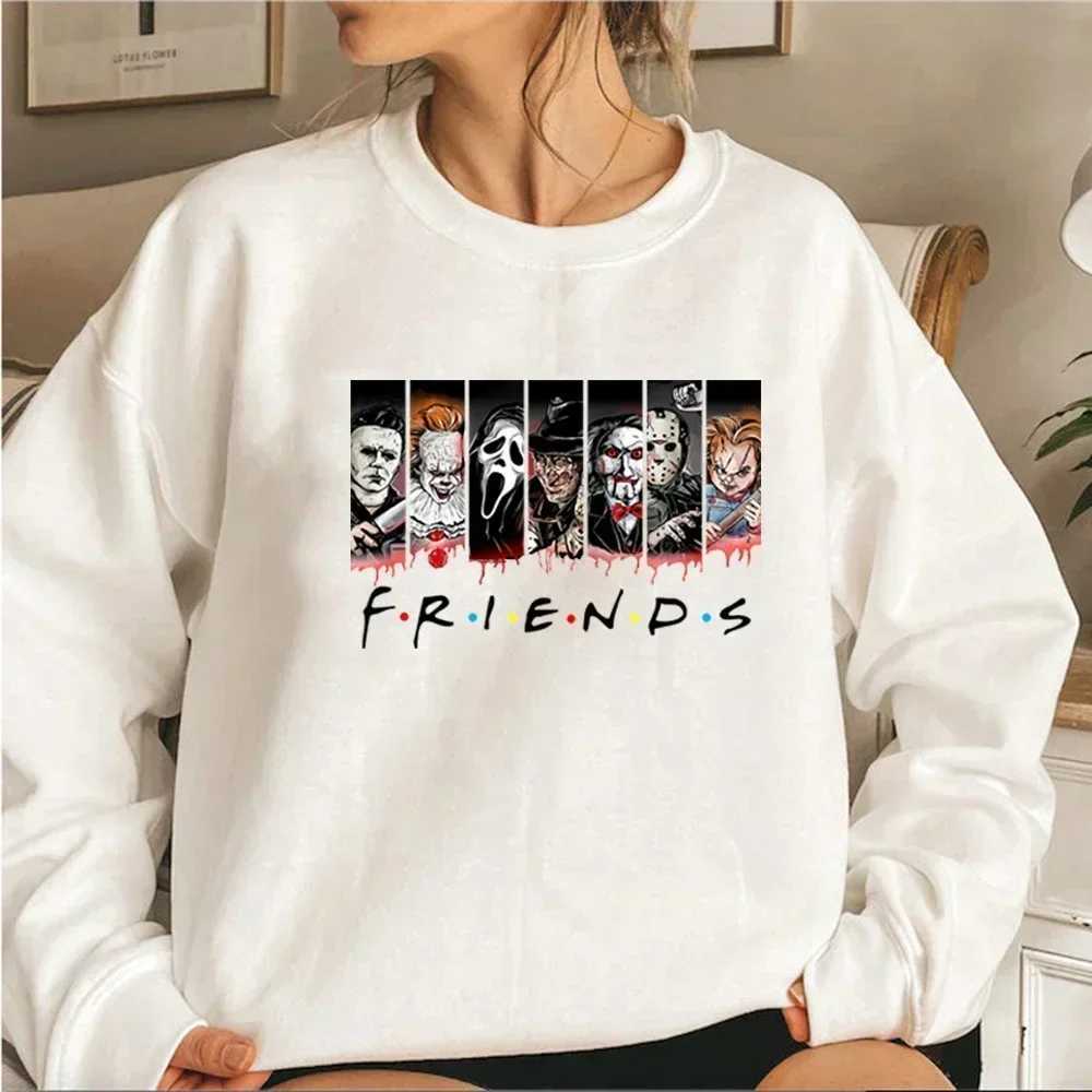 Friends Halloween Sweatshirt Horror Movie Hoodie Horror Movie Killers Sweatshirt Spooky Season Pullover Women Graphic Hoodies Y240920