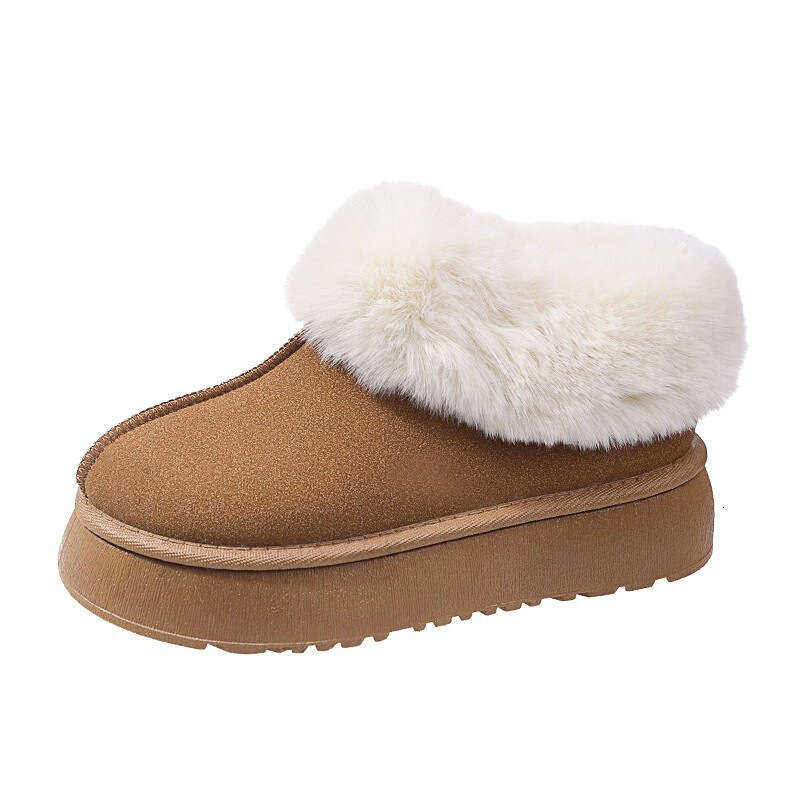 2024 New Plus Size Snow Boots For Lazy People, Solid Color Warmth, Versatile Women's Cotton Shoes, Height Increasing Thick Soled Women