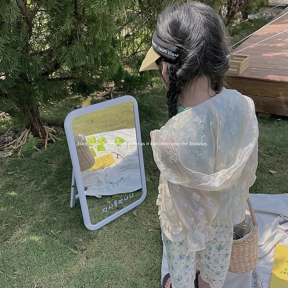 Summer lightweight childrens sun suit top with floral embroidery cute girls coat brushed hooded zipper baby jacket 1-10 years 240918