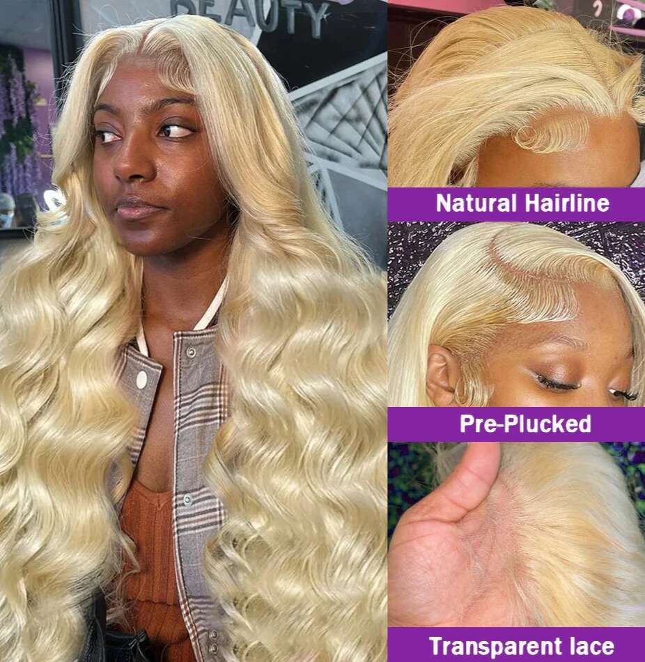 613 Honey Blonde 13x6 HD Transparent Body Wave Frontal Human Hair Wig 30 32 Inch 13x4 Lace Front Wigs For Women