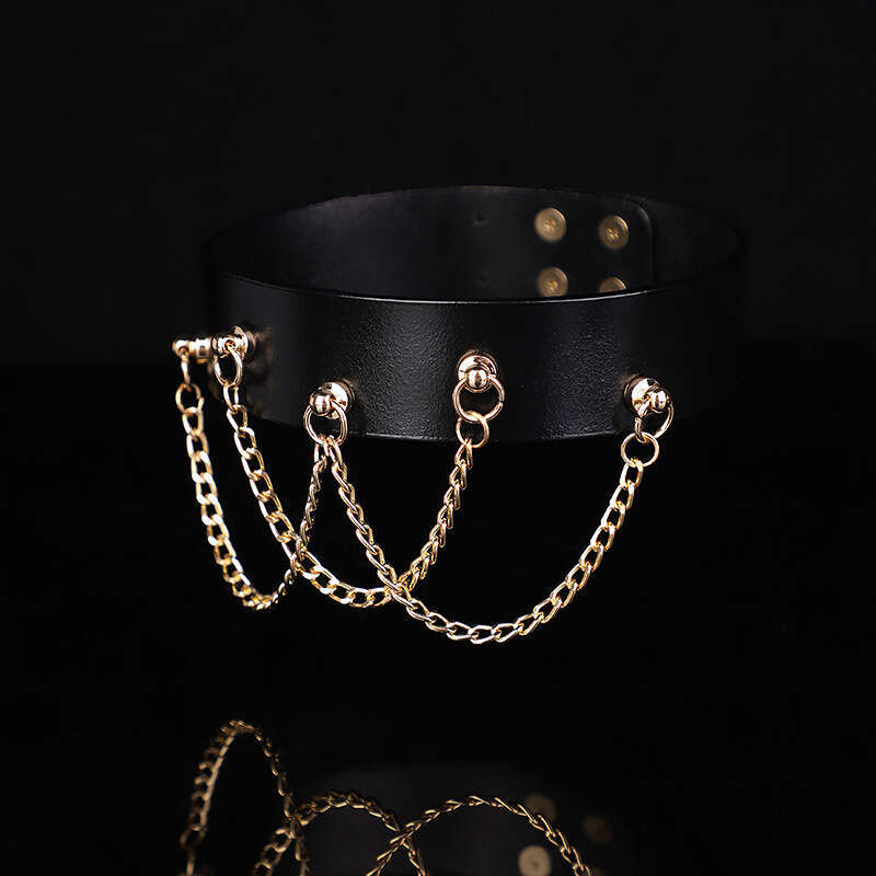 High end sex SM prop five nail chain sex collar traction female slave training restraint neck cover adult products