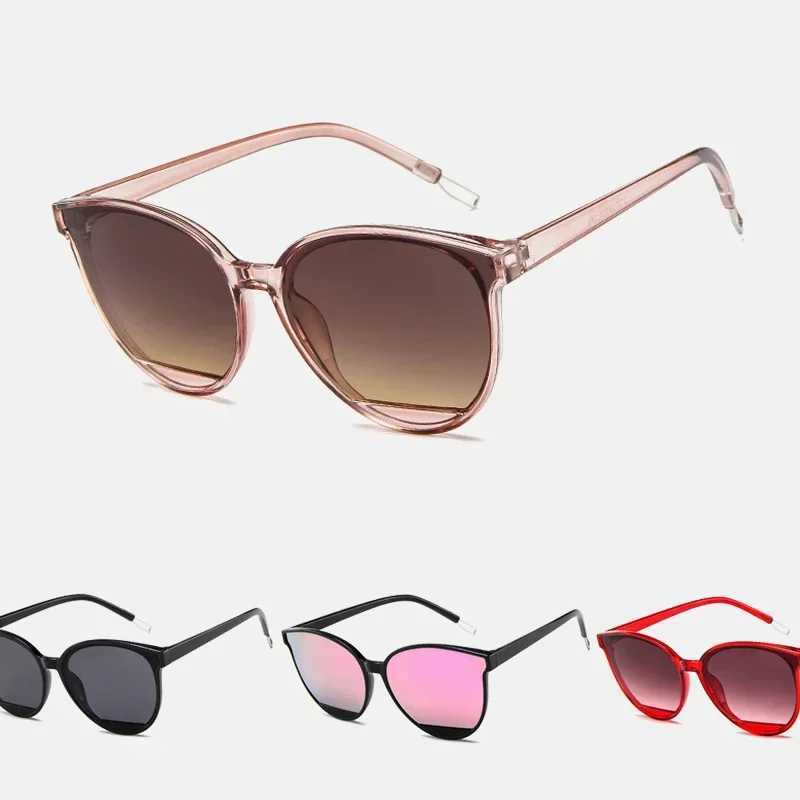 Female Vintage Plastic Ocean Sun Glasses Rimmed Eyewear Classic Oval Red Ladies Fashion Round Frame Sunglasses MirrorX240920