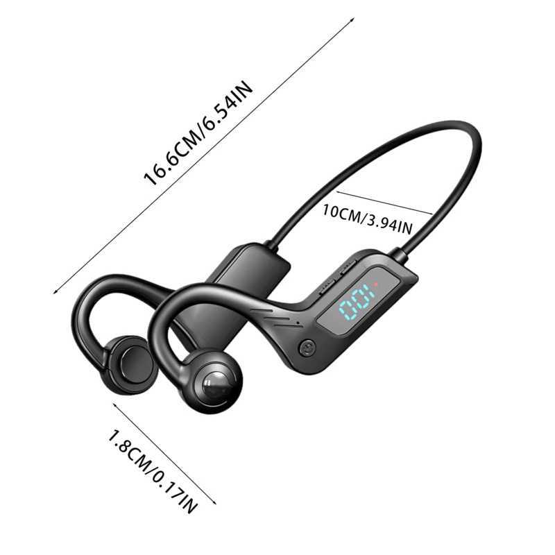 Open Ear Earbuds Digital Display Earbud In-Ear Headphones Noise Canceling Blue Tooth Earbuds Wireless For Running Sports Gym C M240920