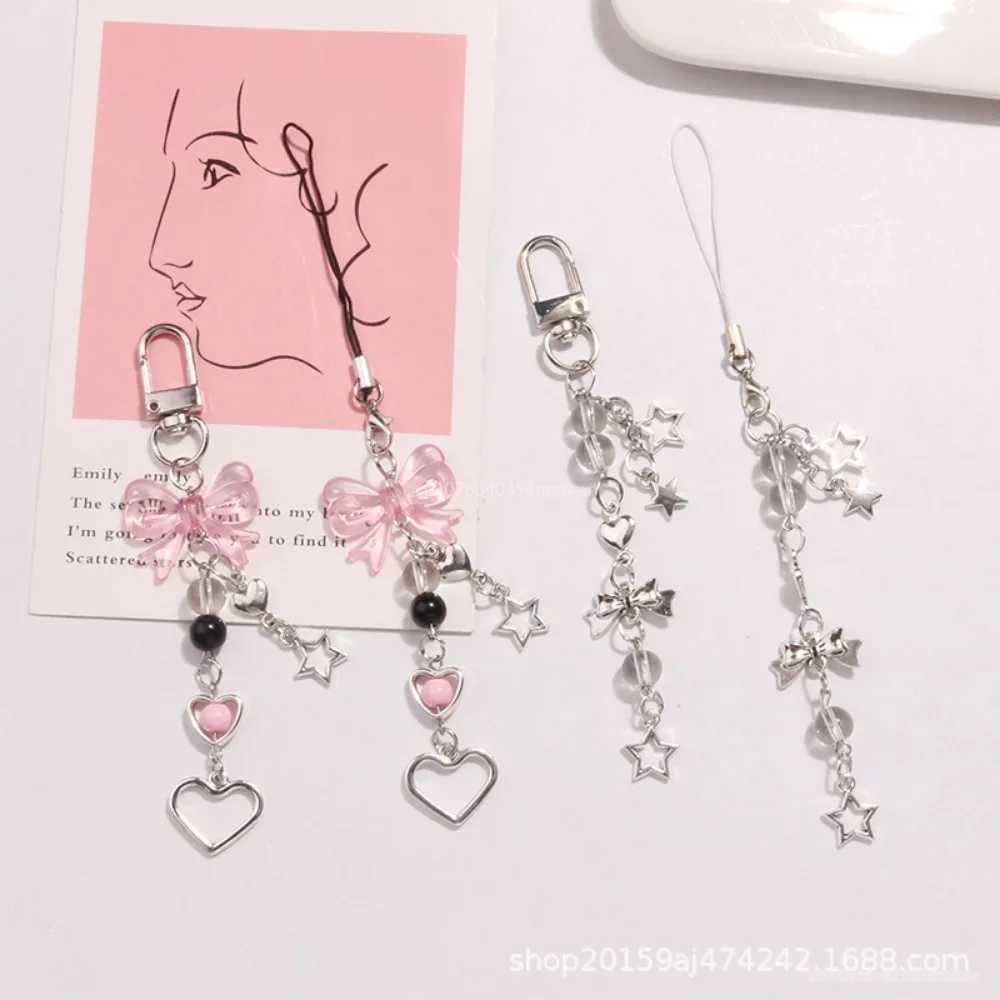 Delicate Bow Star Heart Keychain For iphone Creative Lanyard Key Chain Bag Phone Pendant Chain Y2K Kpop Jewelry Girls GiftX240919