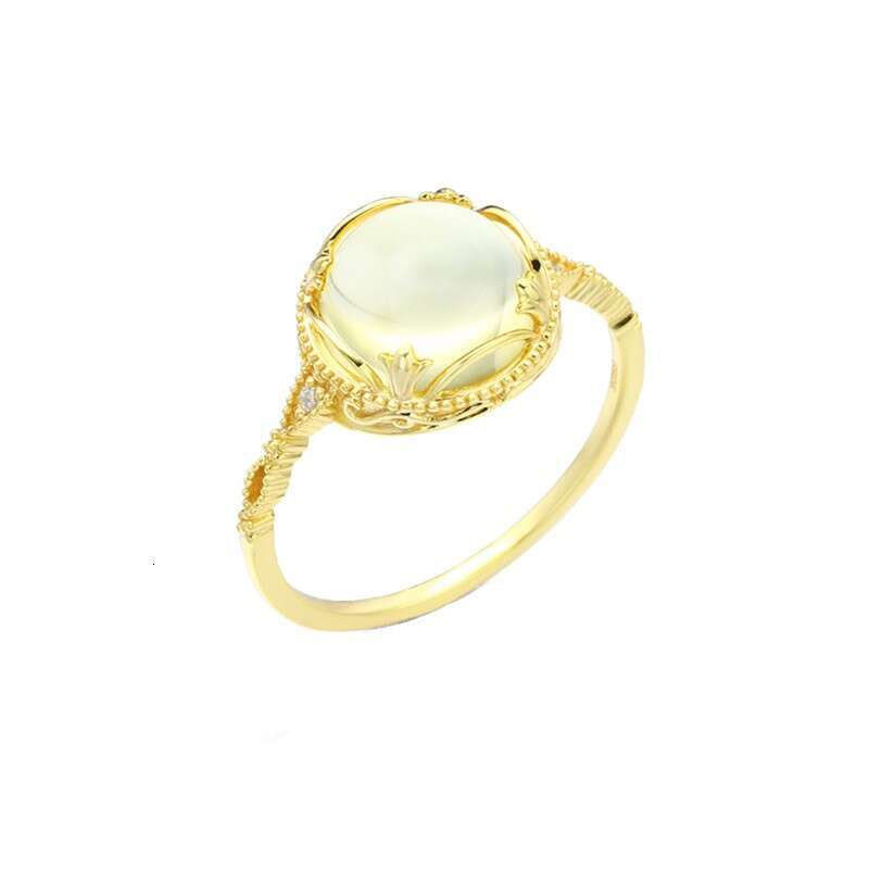 Honey wealth is unstoppable. Goddess, simple lace pattern, natural egg yolk crystal, same style, light luxury, versatile ring Party Gift Designer Jewe