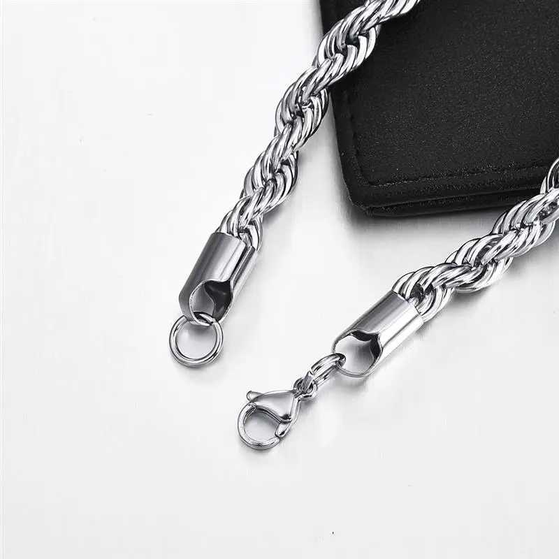 Jiayiqi 2mm-7mm Rope Chain Necklace Stainless Steel Never Fade Waterproof Choker Men Women Jewelry Silver Color Chains GiftX240919