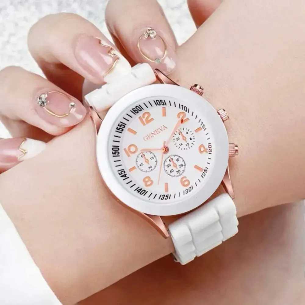 Fashion Women Watches Set White Silicone Jelly Quartz Watch Ladies Dress Wristwatch Gifts for Girls Relogio Feminino Reloj MujerX240920