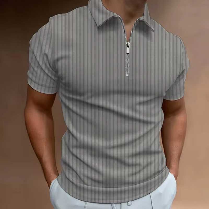Mens Golf Shirt Quarter Zipper Polo Casual Holiday Lapel Short Sleeve T Shirt Fashion Basic Summer Regular Fit Polo ShirtX240920