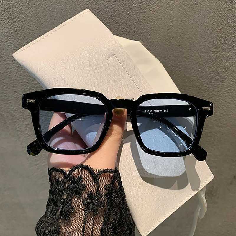 Vintage Square Frame Blue Red Lens Sunglasses Women Men Retro Black Transparent Sun Shade Glasses Unisex Outdoor Sports EyewearX240920
