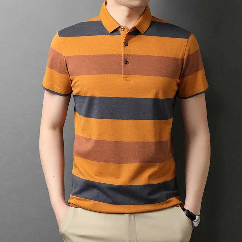 Mens Fashionable Knitted Short Sleeved Polo Shirt Summer Breathable and Comfortable TopX240920