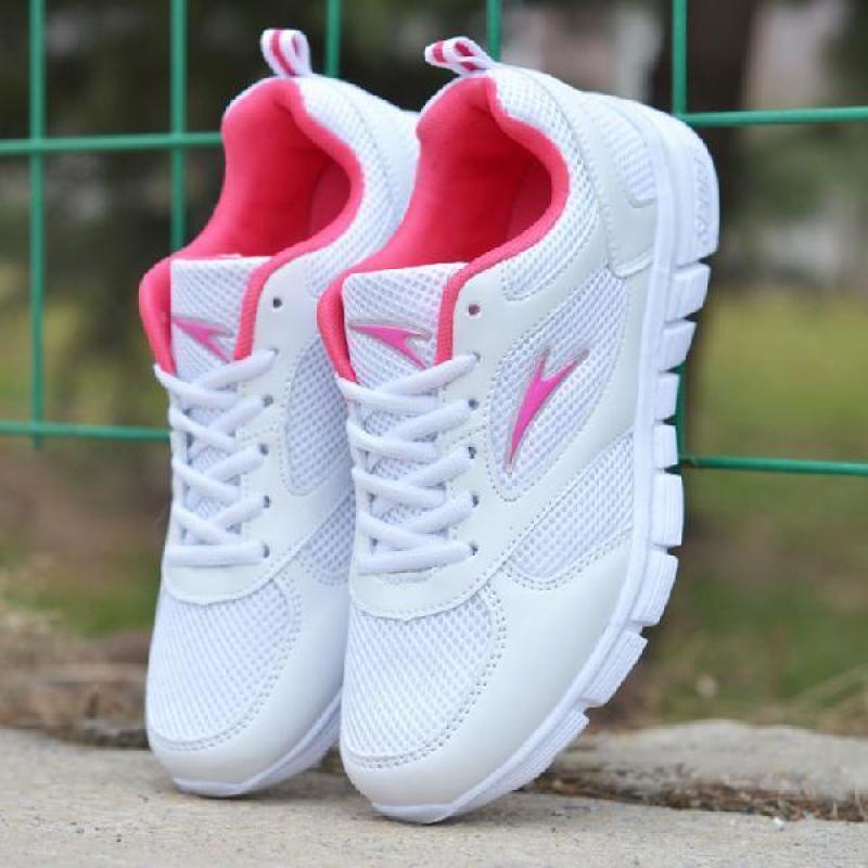 2024 White Sporty Women's Flat Sneakers: hot Breathable Mesh, Lightweight, Soft Footwear