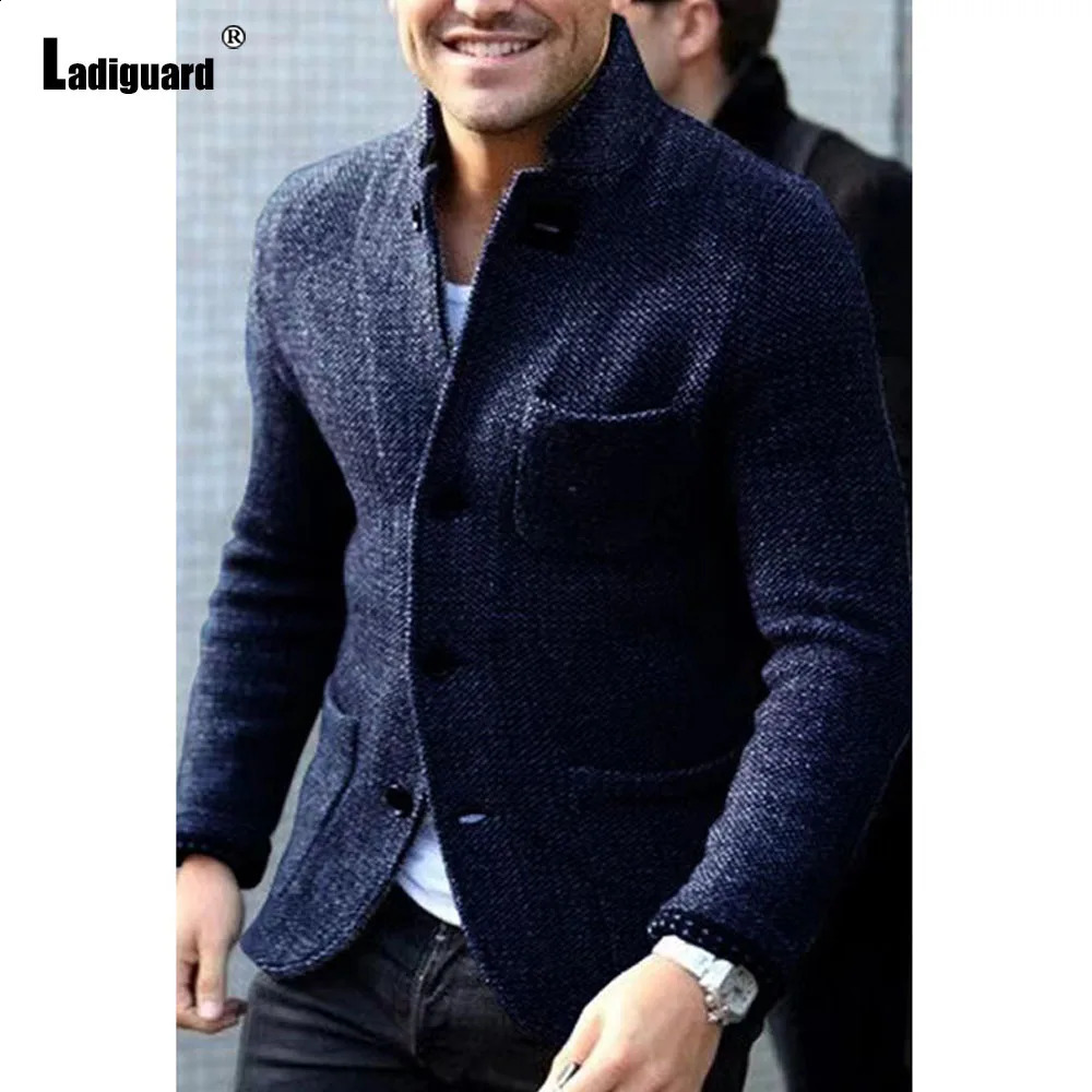 Mens Elegant Leisure Casual Knitted Blazers European Style Spring Classic Basic Jackets Men Slim Comfy Blazers Outerwear 240914