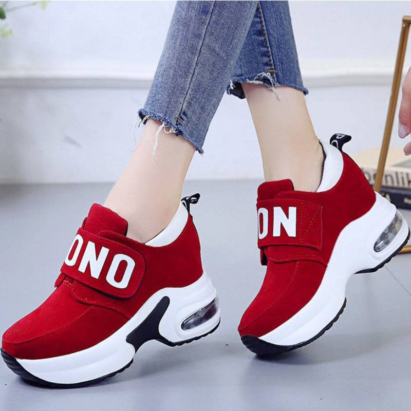 2025 new Wedge Platform Chunky Ladies Running Trainers Female Shoes Black Red Sneakers Women Tenis Feminino 3d15