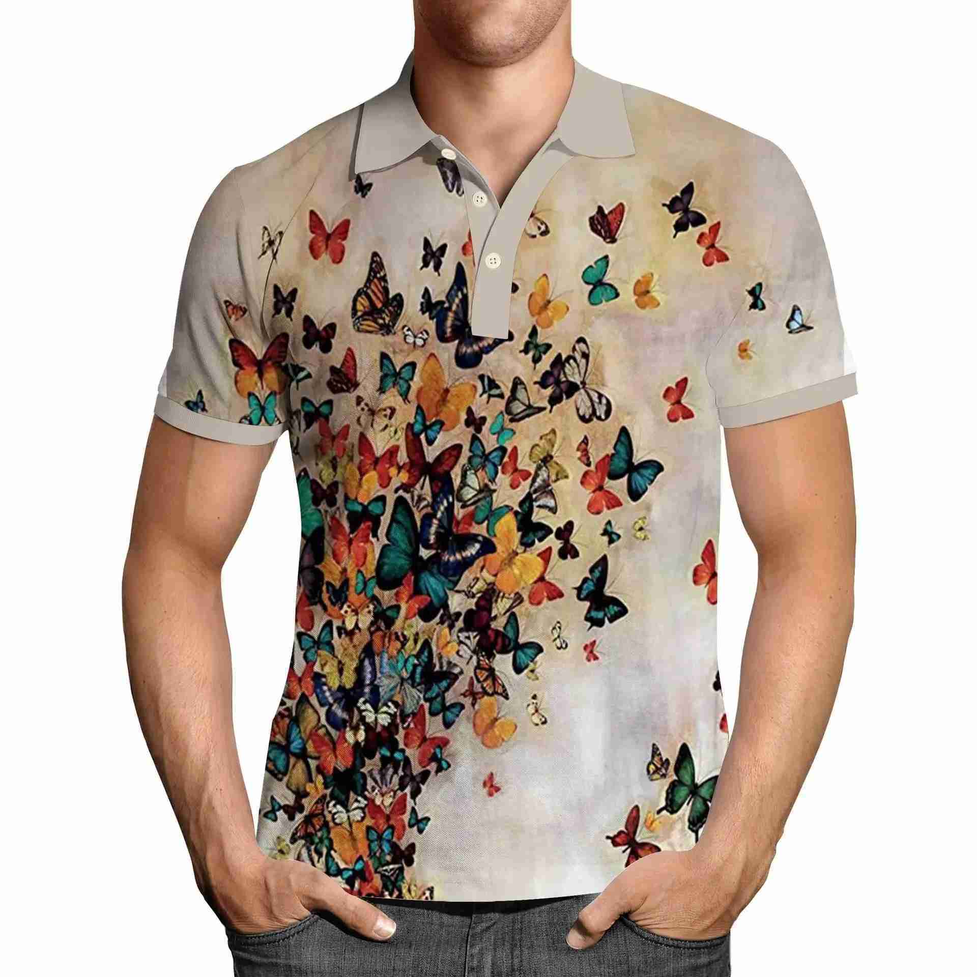 Beautiful Flowers 3D Printed Summer Mens Button Down Collar Polo Shirts Casual Tops Oversized Short Sleeve Trend Men ClothingXJ240920