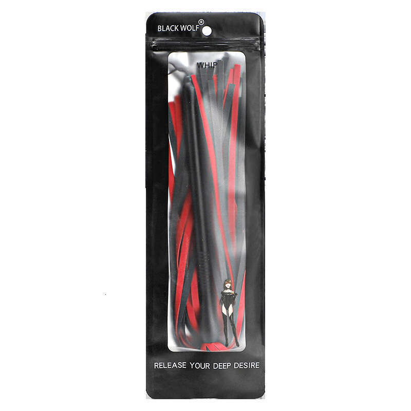 Alternative Sex Toys SM Props Black and Red Tassel Leather Whip Creative Sandalwood Handle Sex Whip SM Adult Sex Products