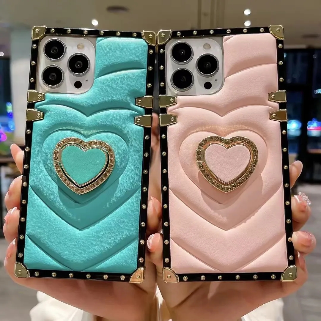 Three-dimensional love phone case For iPhone 16 15 14ProMax 14Pro 14 Samsung S24 S23 with Love bracket