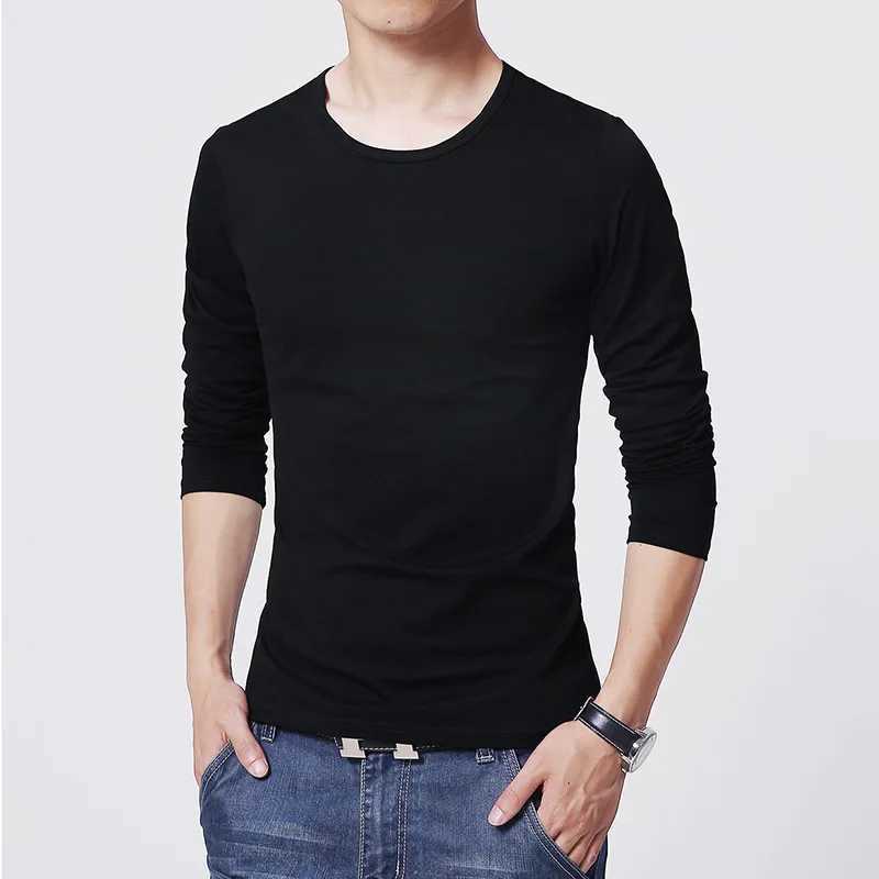 2024 MRMT Mens T-Shirts 3 Basic Colors Long Sleeve Slim Men T-Shirt Young Man Pure Color Tops Tees Shirt O-Neck For MaleX240919