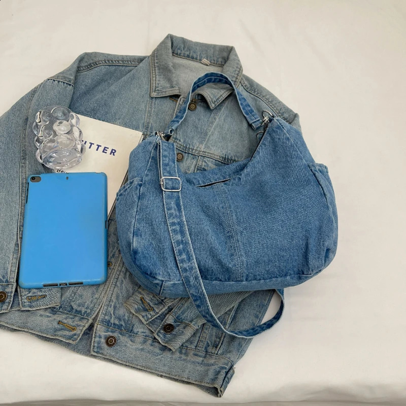 denim canvas messenger bag large homeless cross body with multiple pockets suitable for womens casual shoulder 240919