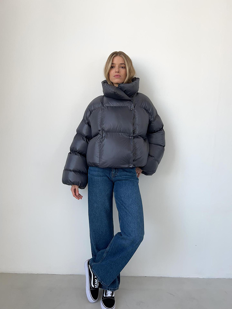 2024 Winter Cotton Padded Women's Streetwear Snow Parka Personalized Hooded Puffer Coat Zipper Outerwear