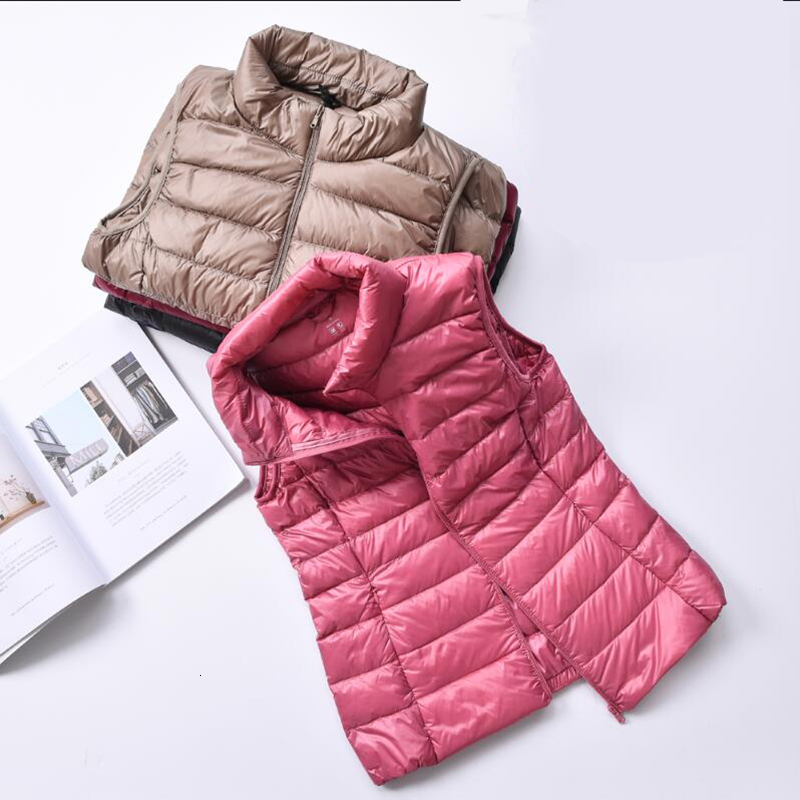 Autumn And Winter Short Ultra-Light Duck Down Windproof Vest Warm Women's Sleeveless Jacket
