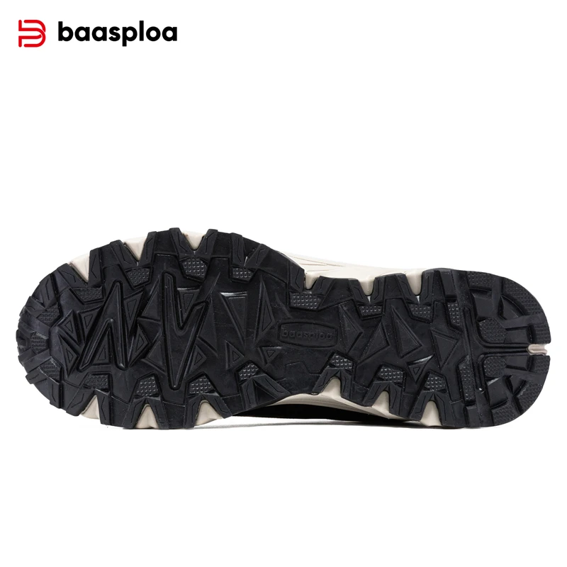 Baasploa New Men Hiking Shoes Outdoor Waterproof Resistant Non Slip Sneakers Male Casual Lightweight Plush Warm Walking Shoes