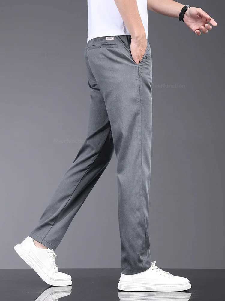 Mens pants soft and elastic Lyocell fabric summer clothing casual pants thin elastic waist slim fit mens pants W240919