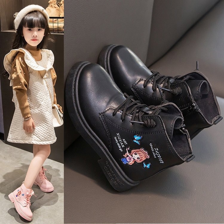 Girls' autumn/winter 22 new Korean version princess short children's student snow boots, girls' mid length fashionable single boots