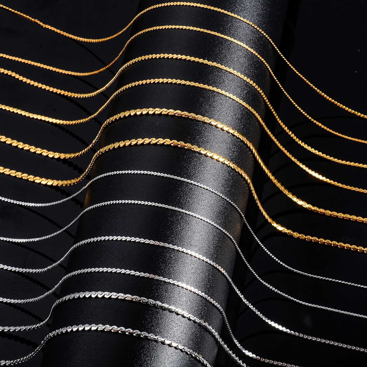 0.8mm/1.1mm/1.5mm Stainless Steel S Basic Thin Chain Gold/Sliver Color Necklace for Men Women Fashion Jewelry Brithday GiftX240919